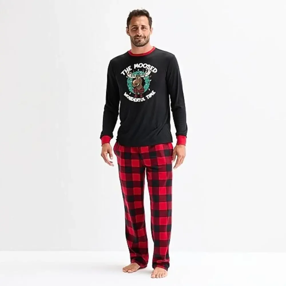 NEW! Size L 14/16 Moose Buffalo Christmas Family Matching Pajama Set